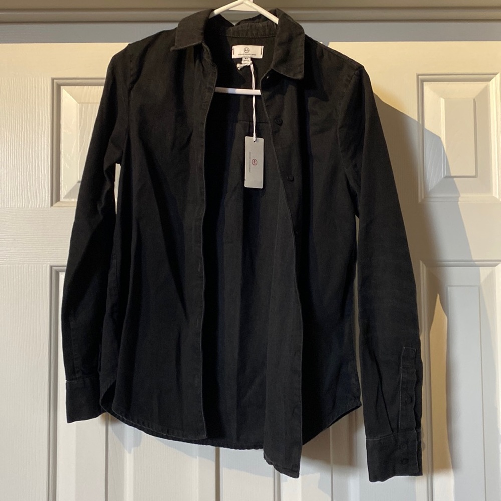 NWT Adriano Goldschmied Black Button down shirt
